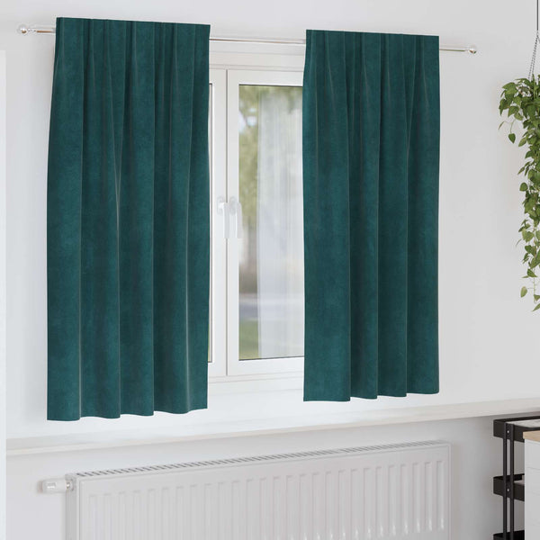 Verhot 2 kpl Tummanvihreä 140 x 175 cm Sametti