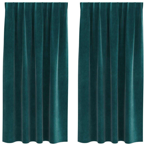 Verhot 2 kpl Tummanvihreä 140 x 175 cm Sametti