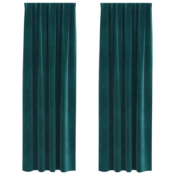 Verhot 2 kpl Tummanvihreä 140 x 225 cm Sametti