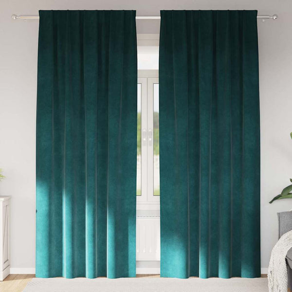 Verhot 2 kpl Tummanvihreä 140 x 245 cm Sametti