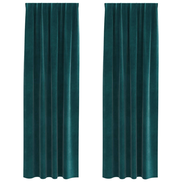 Verhot 2 kpl Tummanvihreä 140 x 260 cm Sametti