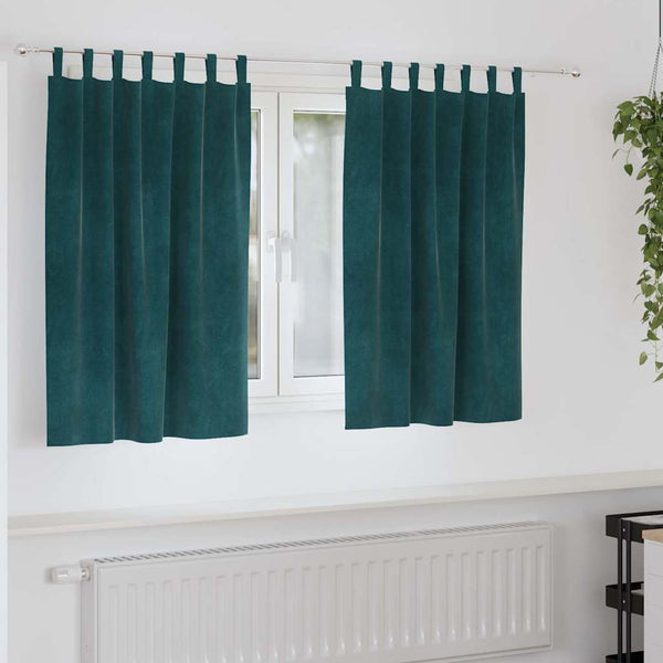 Verhot 2 kpl Tummanvihreä 140 x 140 cm Sametti