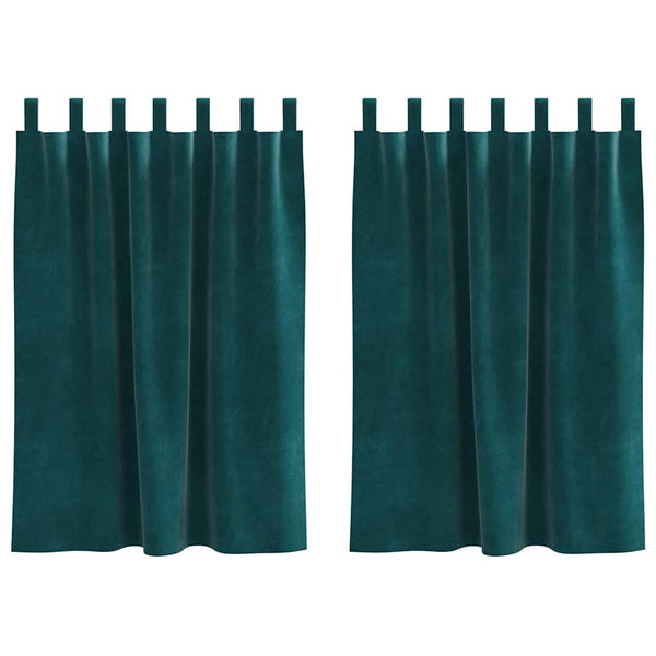 Verhot 2 kpl Tummanvihreä 140 x 140 cm Sametti