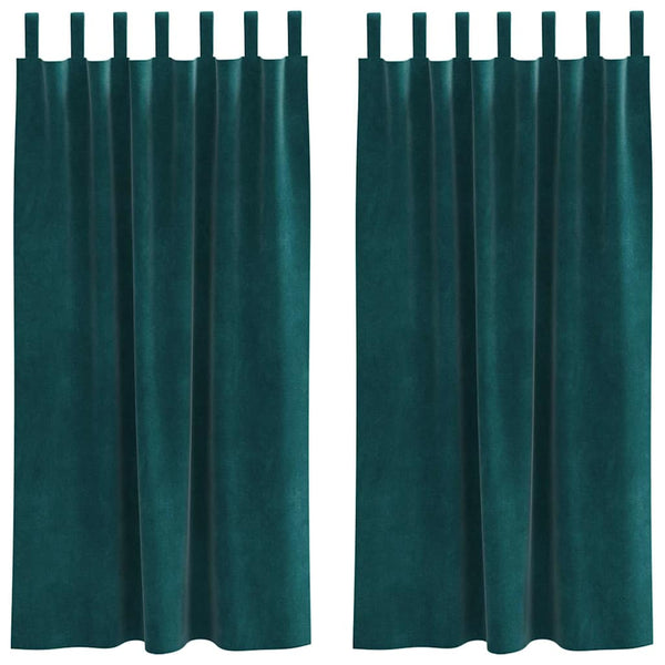 Verhot 2 kpl Tummanvihreä 140 x 175 cm Sametti