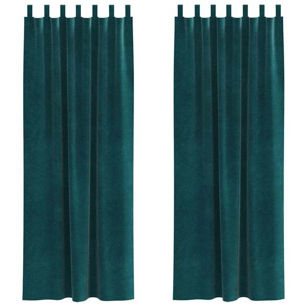 Verhot 2 kpl Tummanvihreä 140 x 260 cm Sametti