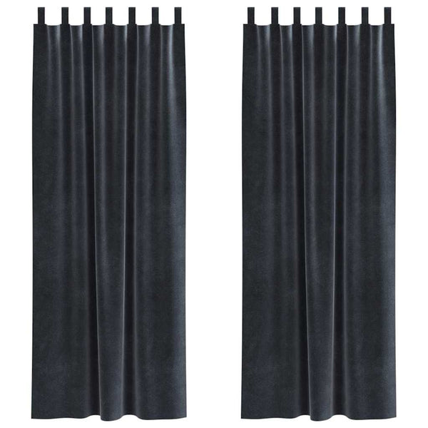 Verhot 2 kpl Tummanharmaa 140 x 225 cm Sametti