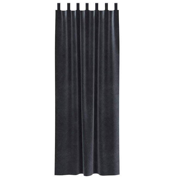 Verhot 2 kpl Tummanharmaa 140 x 225 cm Sametti