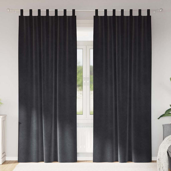 Verhot 2 kpl Tummanharmaa 140 x 260 cm Sametti