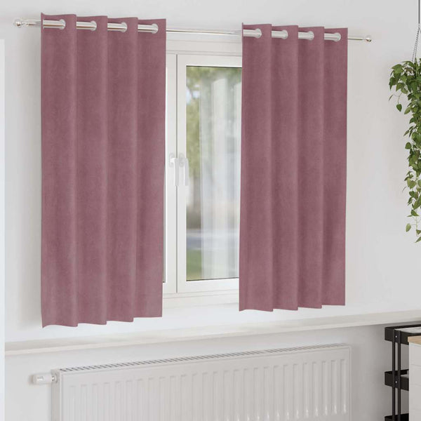 Verhot 2 kpl Tumma vaaleanpunainen 140 x 175 cm Sametti