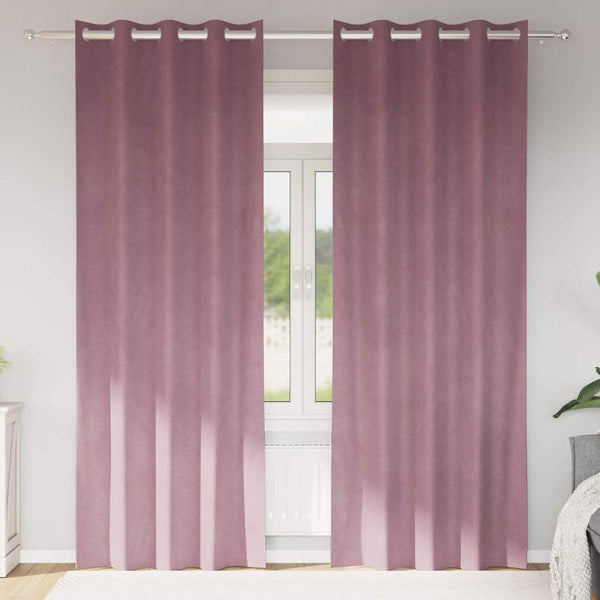 Verhot 2 kpl Tumma vaaleanpunainen 140 x 225 cm Sametti