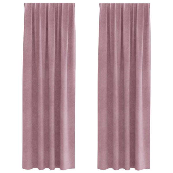 Verhot 2 kpl Tumma vaaleanpunainen 140 x 225 cm Sametti