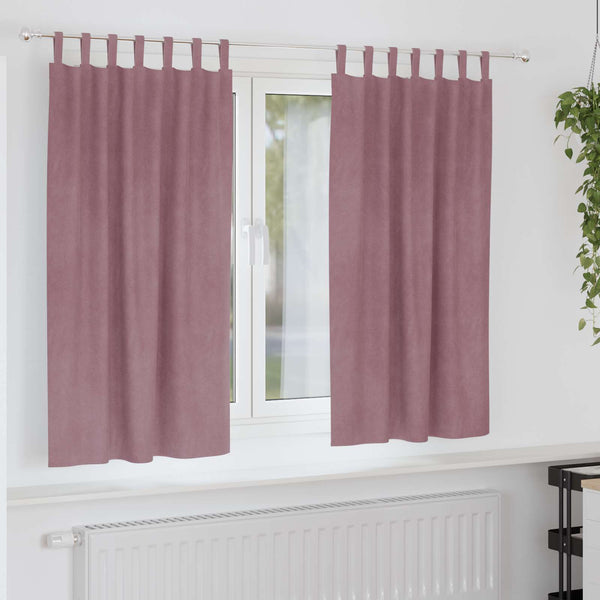 Verhot 2 kpl Tumma vaaleanpunainen 140 x 175 cm Sametti