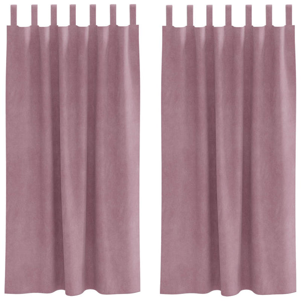 Verhot 2 kpl Tumma vaaleanpunainen 140 x 175 cm Sametti