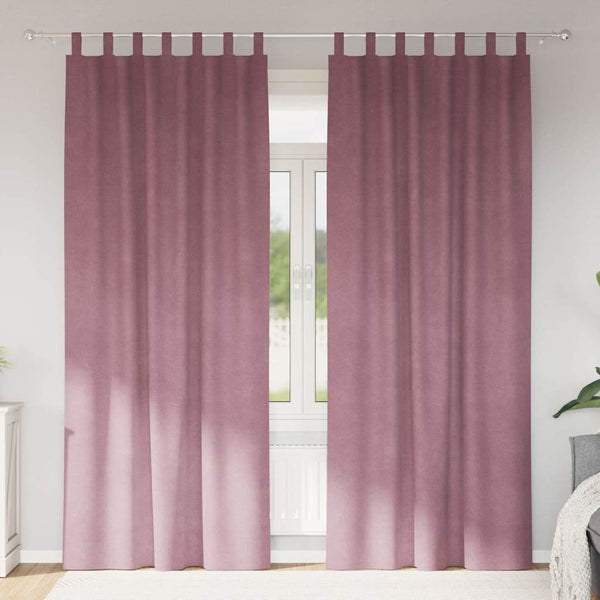 Verhot 2 kpl Tumma vaaleanpunainen 140 x 225 cm Sametti