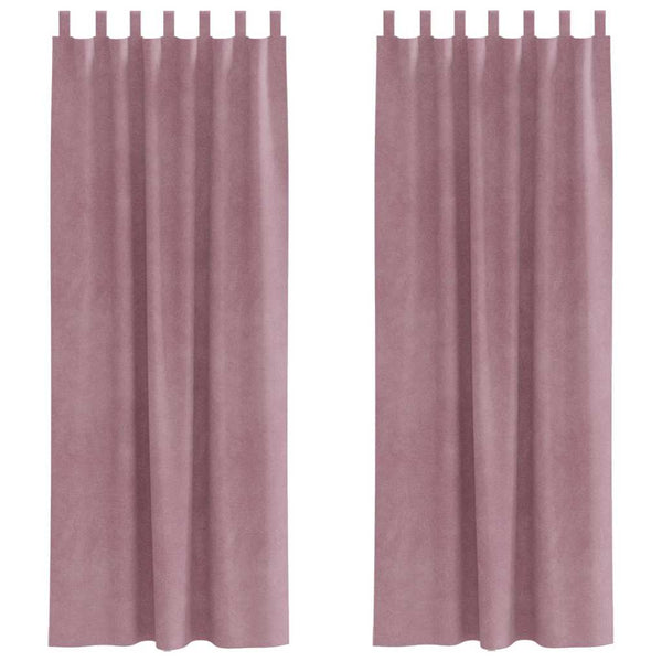 Verhot 2 kpl Tumma vaaleanpunainen 140 x 225 cm Sametti
