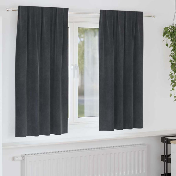 Verhot 2 kpl Vaaleanharmaa 140 x 175 cm Sametti