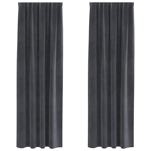 Verhot 2 kpl Vaaleanharmaa 140 x 225 cm Sametti