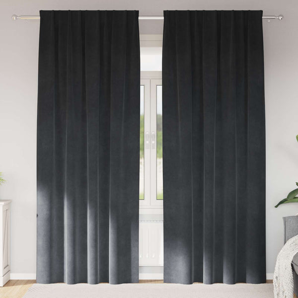 Verhot 2 kpl Vaaleanharmaa 140 x 245 cm Sametti
