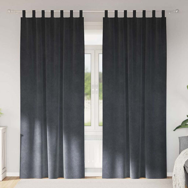 Verhot 2 kpl Vaaleanharmaa 140 x 225 cm Sametti