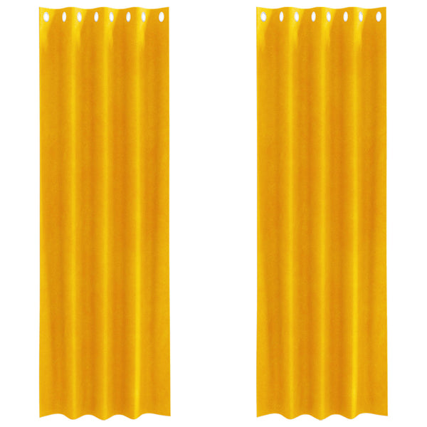 Verhot 2 kpl Sinapinkeltainen 140 x 260 cm Sametti