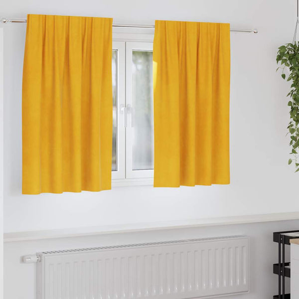 Verhot 2 kpl Sinapinkeltainen 140 x 140 cm Sametti
