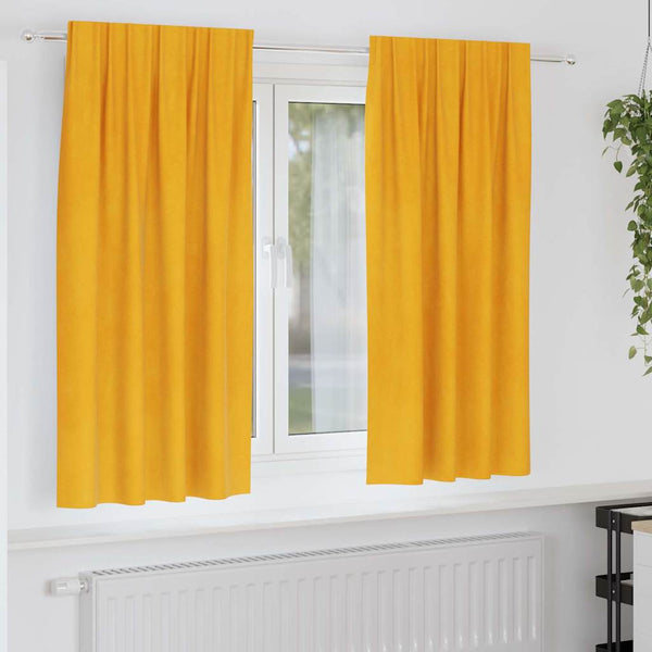 Verhot 2 kpl Sinapinkeltainen 140 x 175 cm Sametti