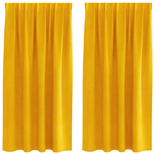 Verhot 2 kpl Sinapinkeltainen 140 x 175 cm Sametti