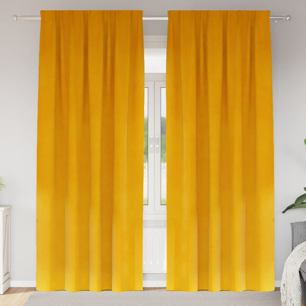 Verhot 2 kpl Sinapinkeltainen 140 x 260 cm Sametti