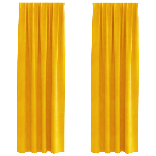 Verhot 2 kpl Sinapinkeltainen 140 x 260 cm Sametti