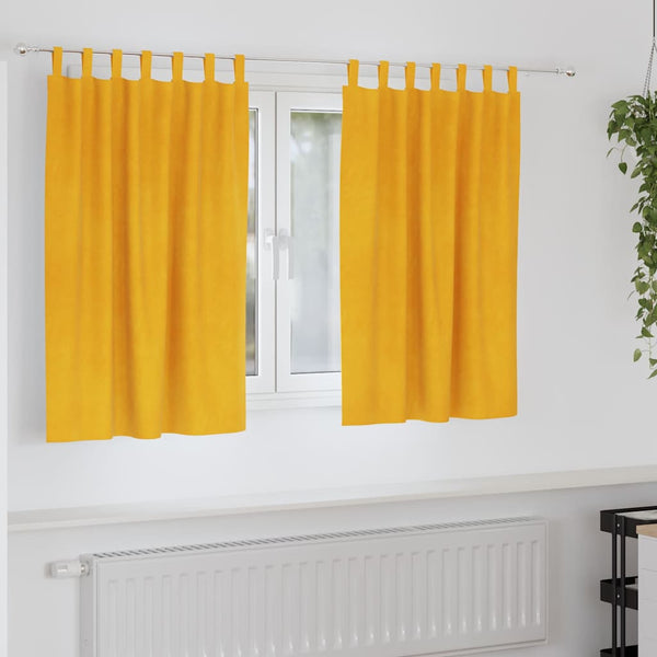 Verhot 2 kpl Sinapinkeltainen 140 x 140 cm Sametti