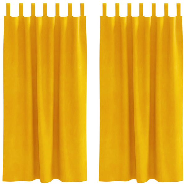 Verhot 2 kpl Sinapinkeltainen 140 x 175 cm Sametti
