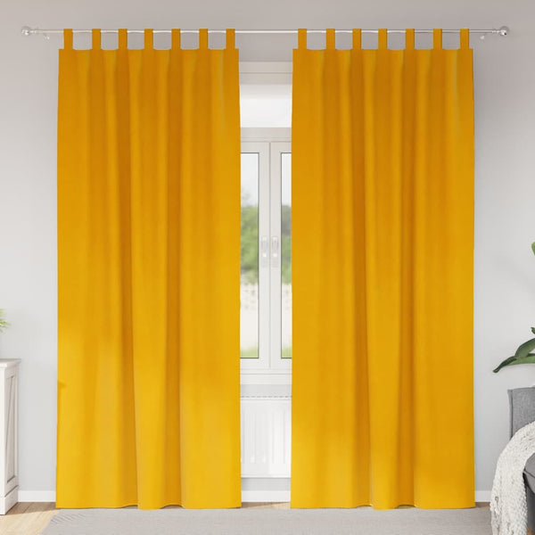 Verhot 2 kpl Sinapinkeltainen 140 x 260 cm Sametti