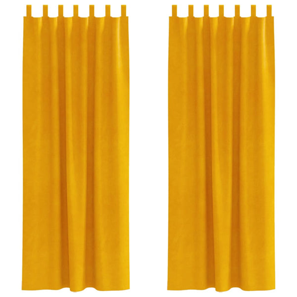 Verhot 2 kpl Sinapinkeltainen 140 x 260 cm Sametti