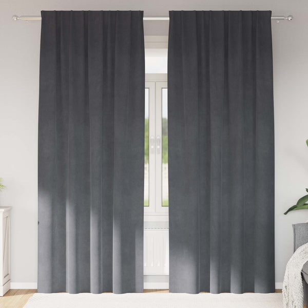 Verhot 2 kpl Vaaleanharmaa 140 x 225 cm Sametti