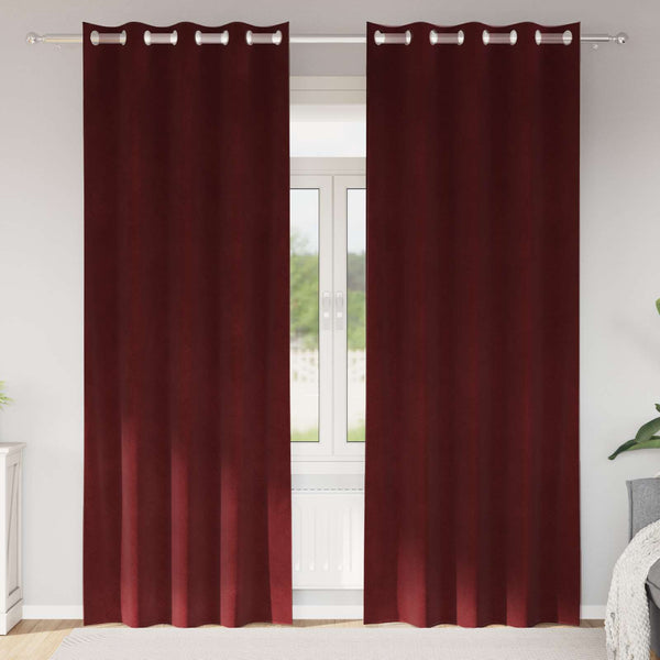 Verhot 2 kpl Viininpunainen 140 x 225 cm Sametti