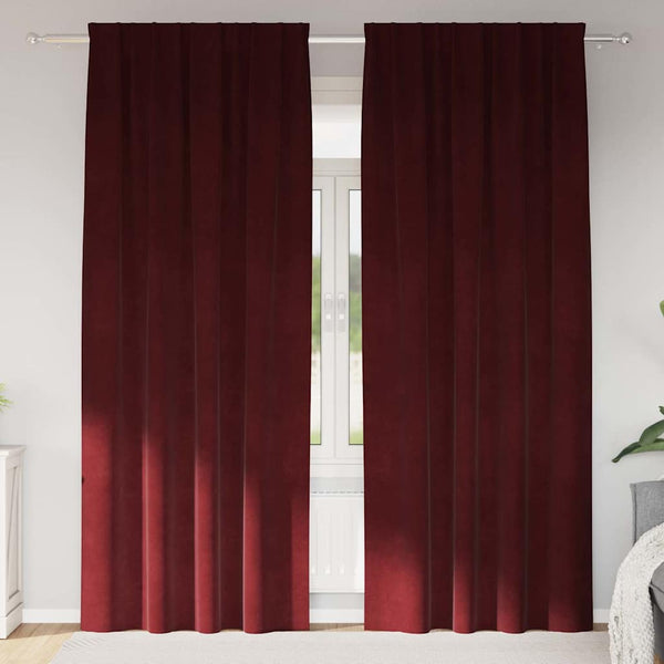 Verhot 2 kpl Viininpunainen 140 x 245 cm Sametti