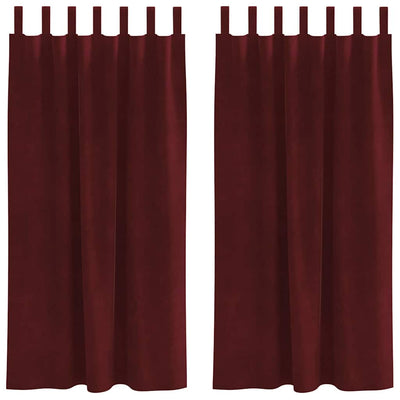 Verhot verhoilla 2 pcs Viininpunainen 140 x 175 cm Sametti