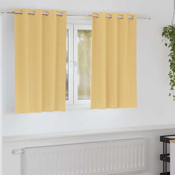 Pimentävä verho renkailla 2 kpl Beige 140 x 140 cm Polyesteri