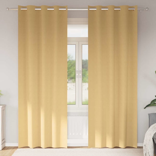 Pimentävä verho renkailla 2 kpl Beige 225 x 140 cm Polyesteri