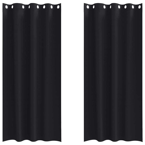 Pimentävä verho renkailla 2 kpl Musta 245 x 140 cm Polyesteri