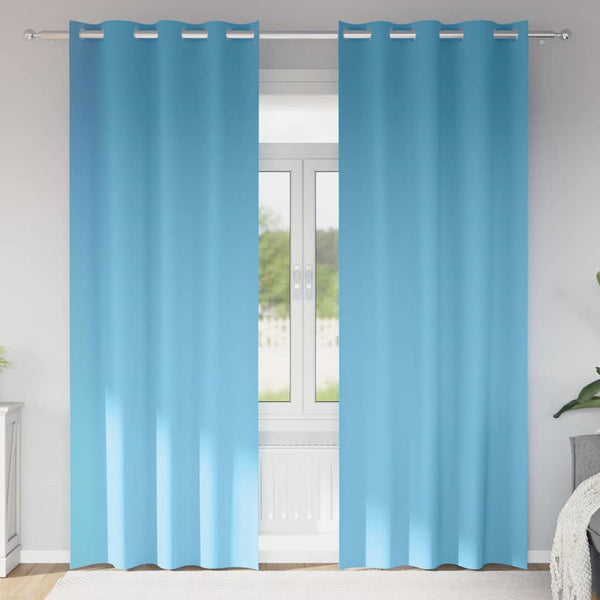 Pimentävä verho renkailla 2 kpl Vaaleansininen 245 x 140 cm