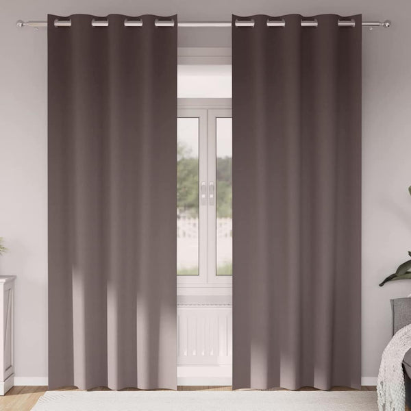 Pimentävä verho renkailla 2 kpl Tumma ruskea 260 x 140 cm