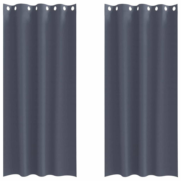 Pimentävä verho renkailla 2 kpl Antrasiitti 225 x 140 cm