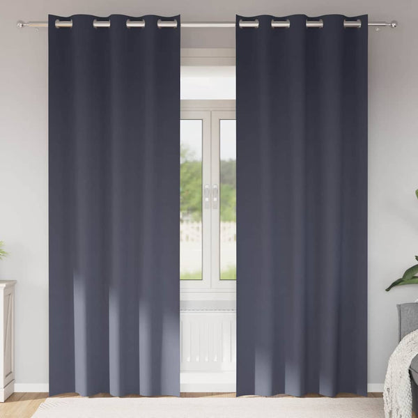 Pimentävä verho renkailla 2 kpl Antrasiitti 260 x 140 cm