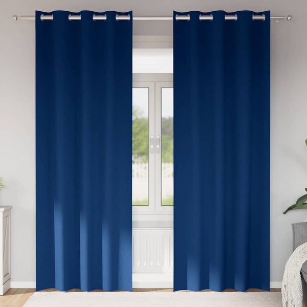 Pimentävä verho renkailla 2 kpl Tumma Sininen 260 x 140 cm