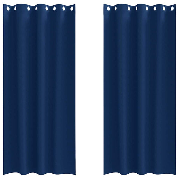 Pimentävä verho renkailla 2 kpl Tumma Sininen 260 x 140 cm