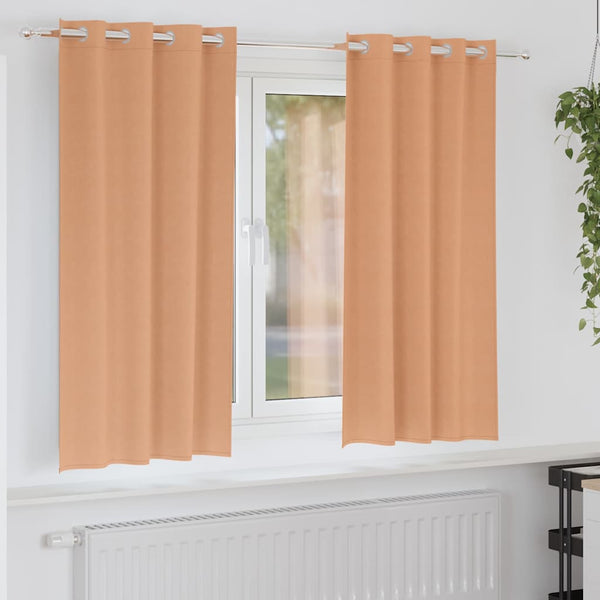 Pimentävä verho renkailla 2 kpl Vaaleanruskea 175 x 140 cm