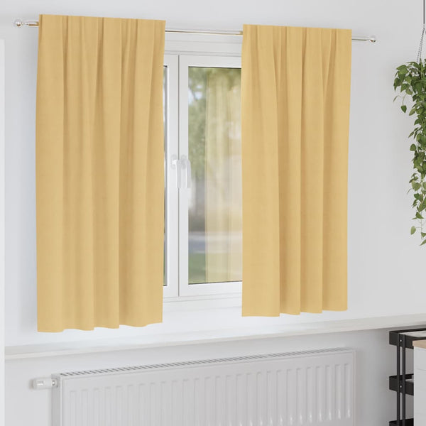 Pimentävä verho renkailla 2 kpl Beige 175 x 140 cm Polyesteri