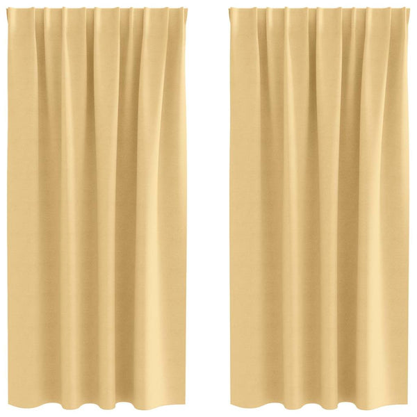Pimentävä verho renkailla 2 kpl Beige 175 x 140 cm Polyesteri
