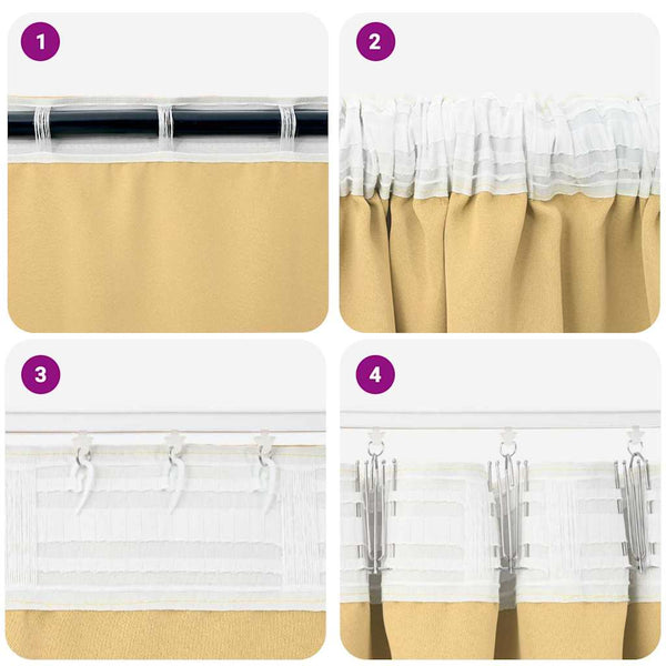 Pimentävä verho renkailla 2 kpl Beige 260 x 140 cm Polyesteri
